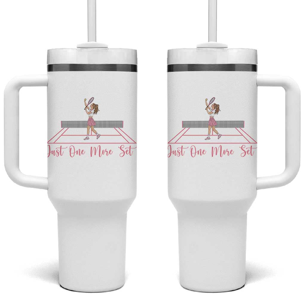 Just One More Set Tumbler With Handle Funny Tennis Player Gift For Women - Wonder Print Shop