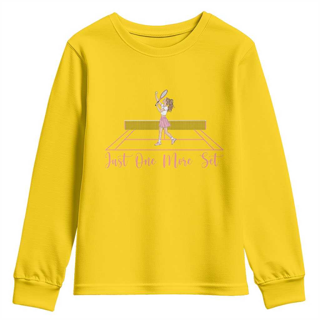 Just One More Set Youth Sweatshirt Funny Tennis Player Gift For Women - Wonder Print Shop