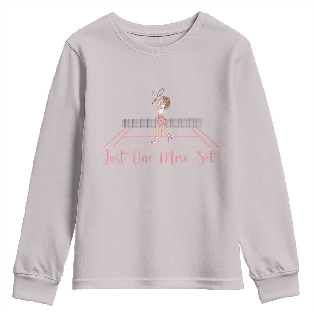 Just One More Set Youth Sweatshirt Funny Tennis Player Gift For Women - Wonder Print Shop