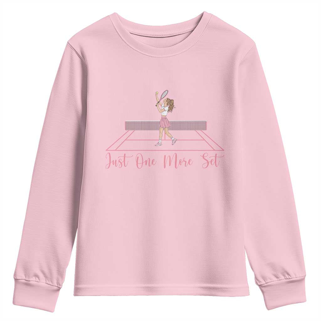 Just One More Set Youth Sweatshirt Funny Tennis Player Gift For Women - Wonder Print Shop
