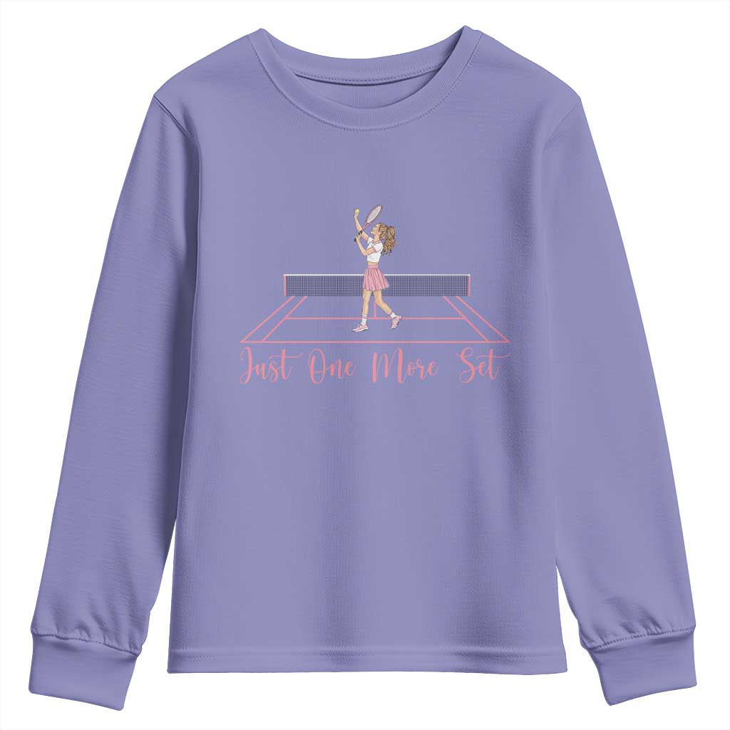 Just One More Set Youth Sweatshirt Funny Tennis Player Gift For Women - Wonder Print Shop