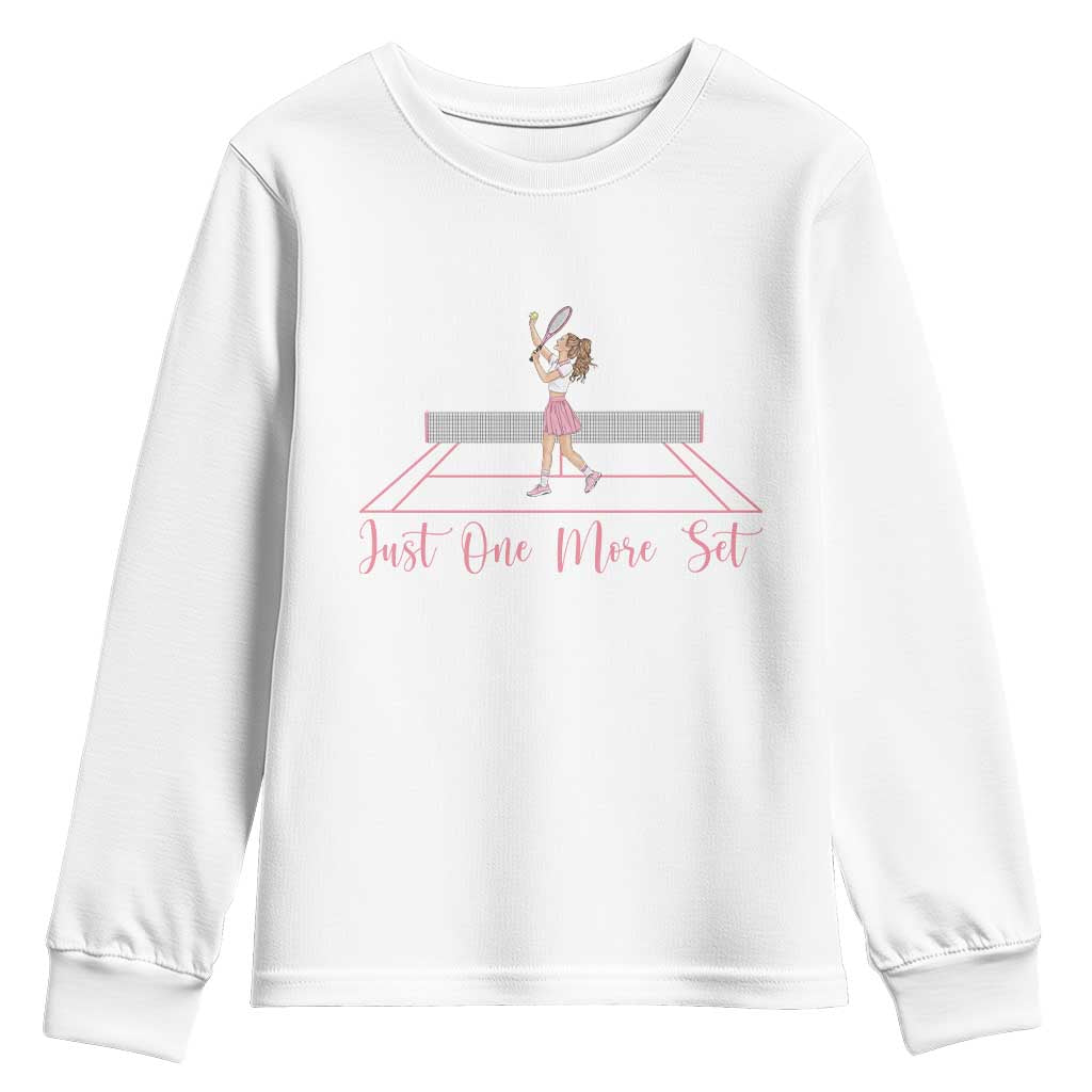 Just One More Set Youth Sweatshirt Funny Tennis Player Gift For Women - Wonder Print Shop