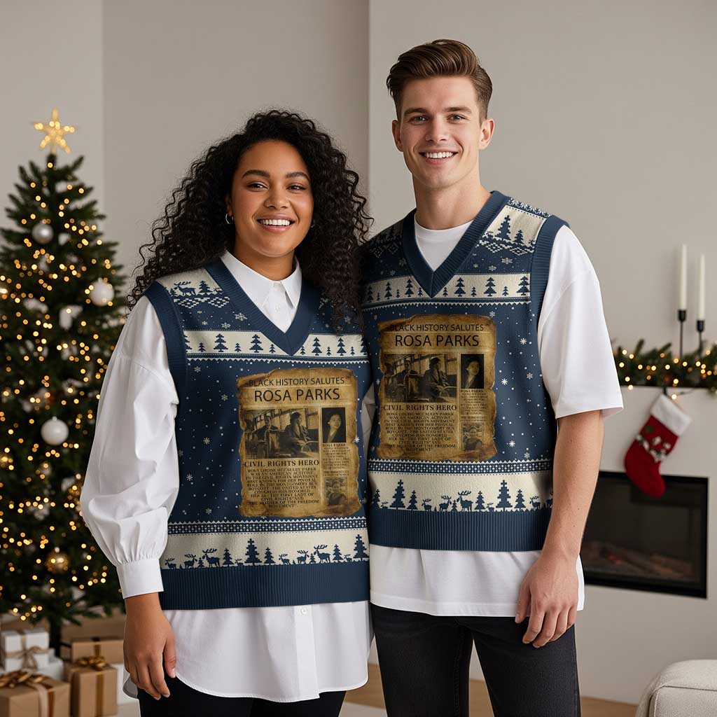Rosa Parks V-Neck Knit Sweater Vest Female Empowerment History Gift