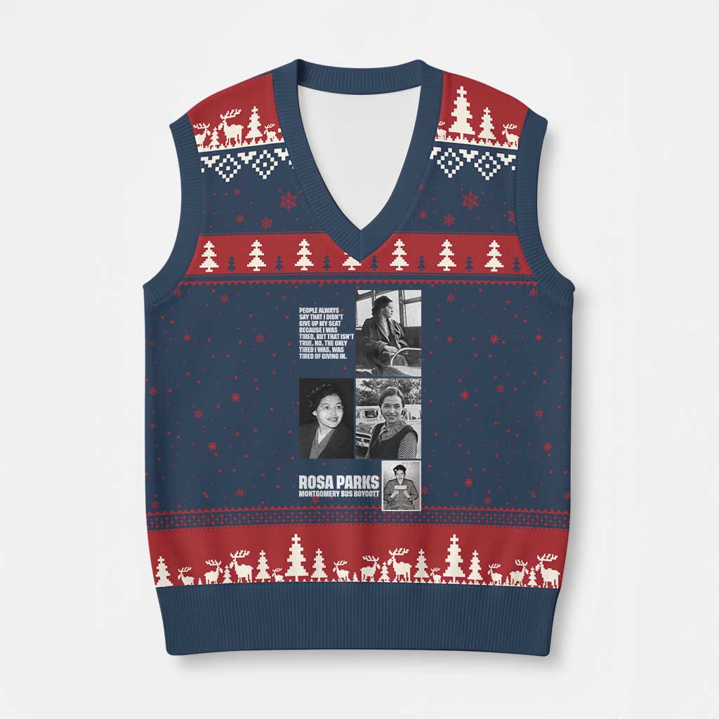 Rosa Parks V-Neck Knit Sweater Vest Strong Black Woman Leader