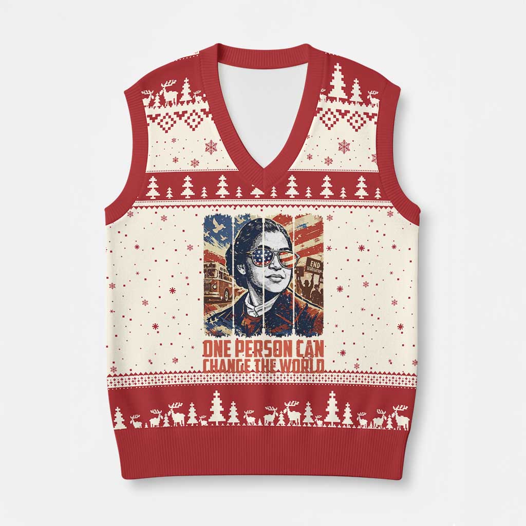 Rosa Parks Civil Rights Legacy V-Neck Knit Sweater Vest One Person Can Change The World