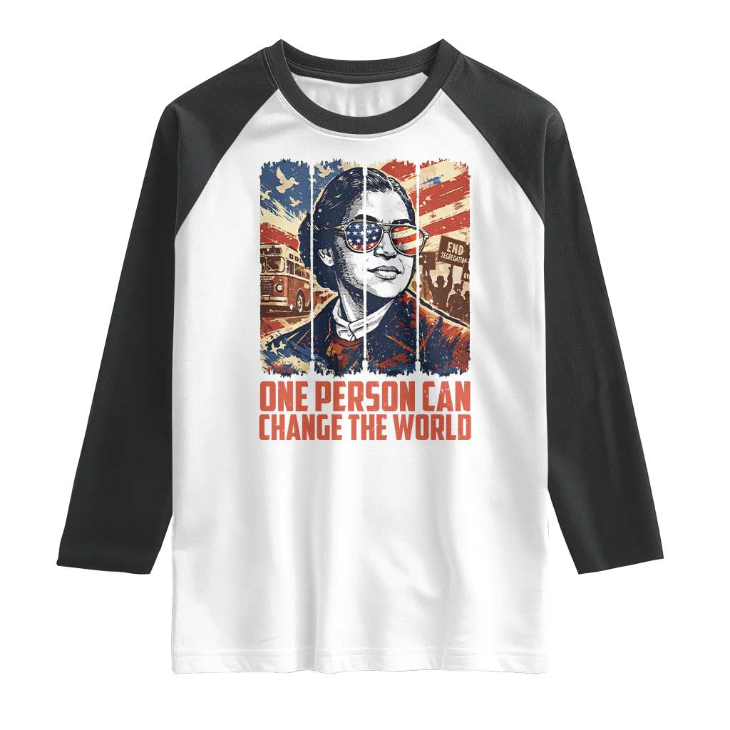 Rosa Parks Civil Rights Legacy Raglan Shirt One Person Can Change The World