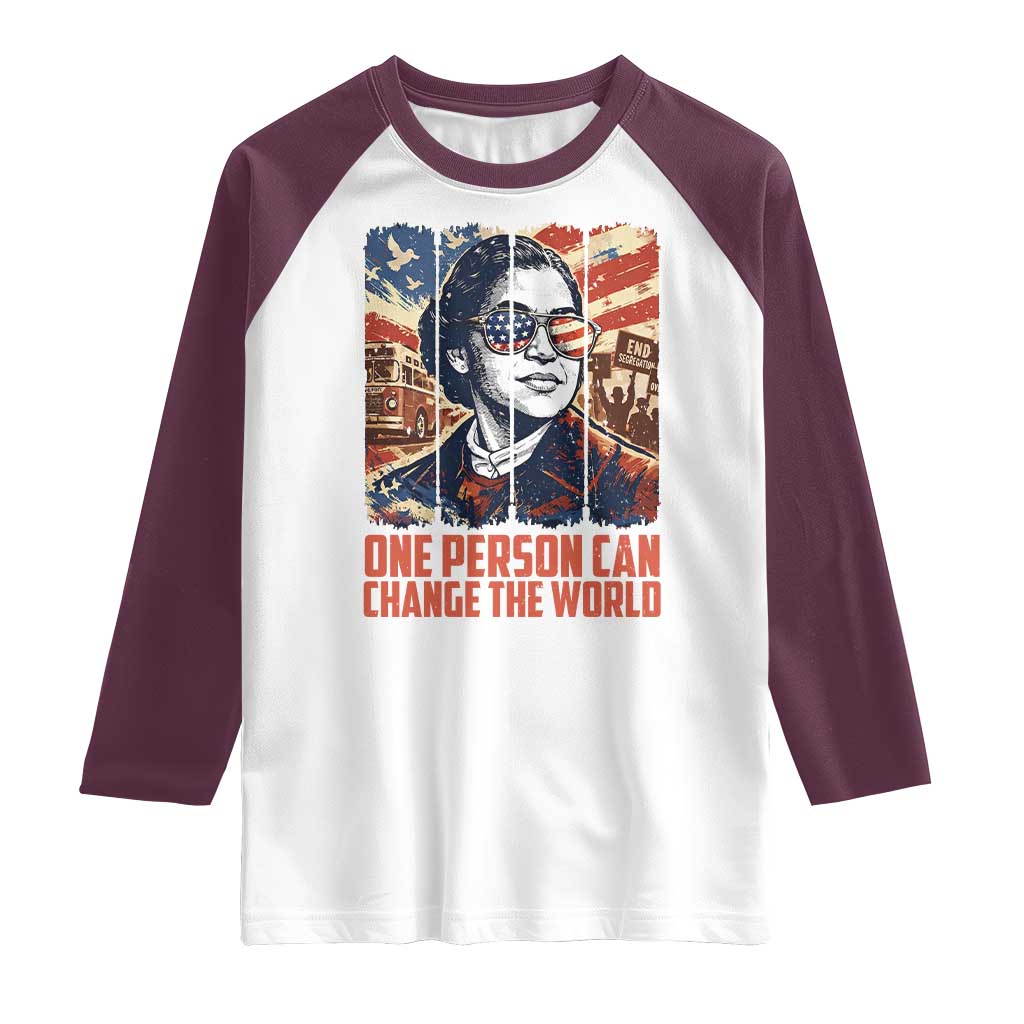 Rosa Parks Civil Rights Legacy Raglan Shirt One Person Can Change The World