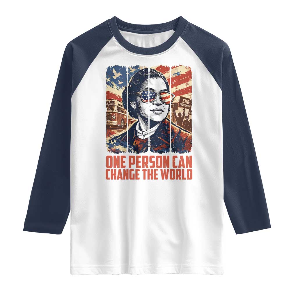 Rosa Parks Civil Rights Legacy Raglan Shirt One Person Can Change The World