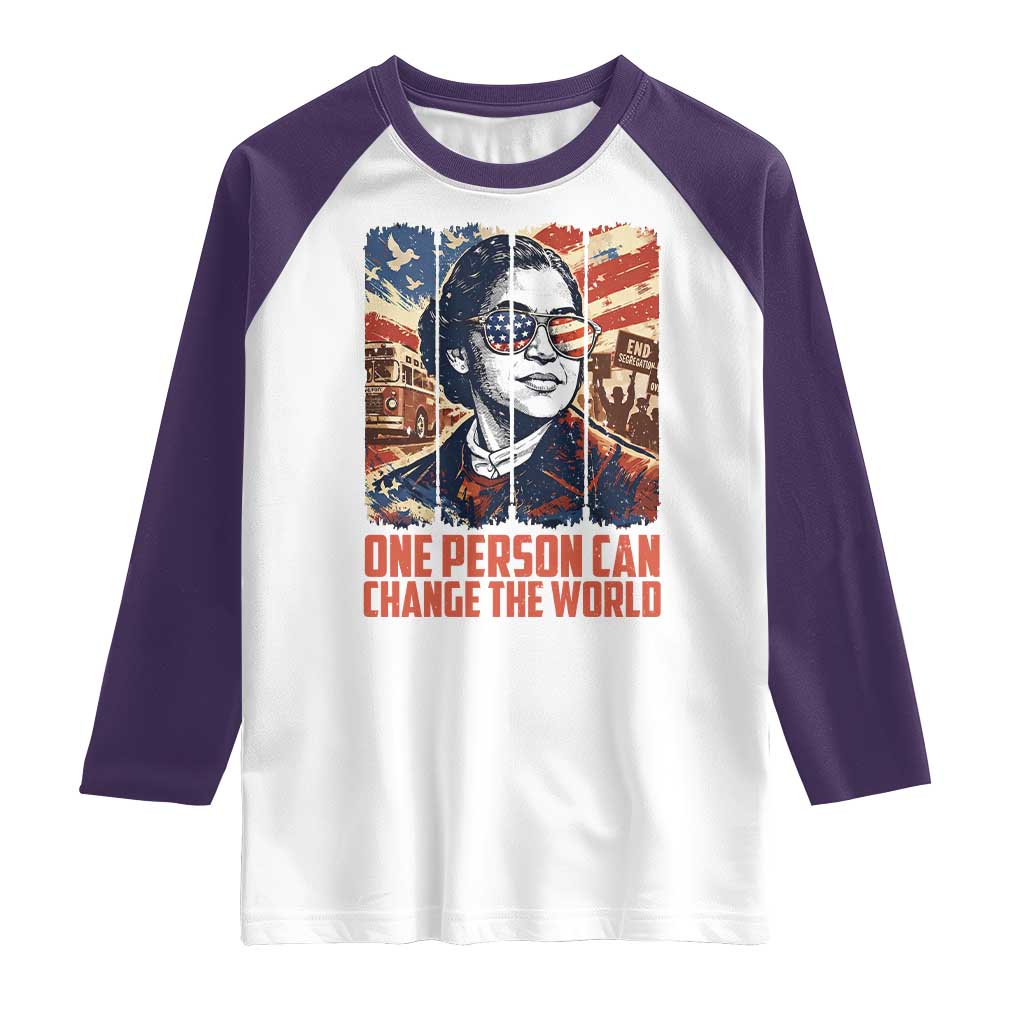 Rosa Parks Civil Rights Legacy Raglan Shirt One Person Can Change The World