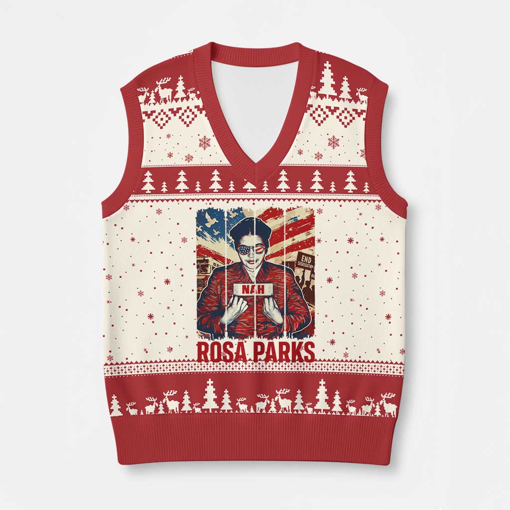 Nah Rosa Parks V-Neck Knit Sweater Vest Black History Month Gift