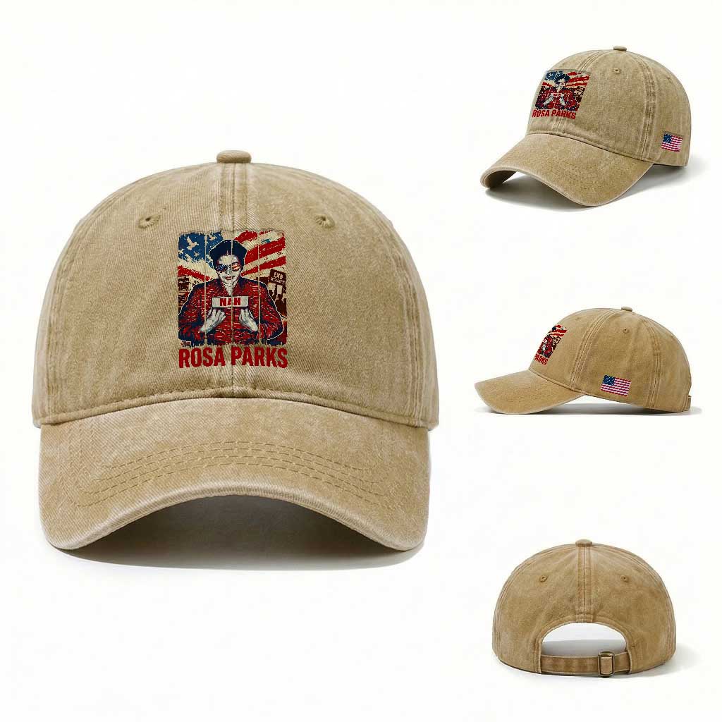 Nah Rosa Parks Washed Cotton Baseball Cap Black History Month Gift