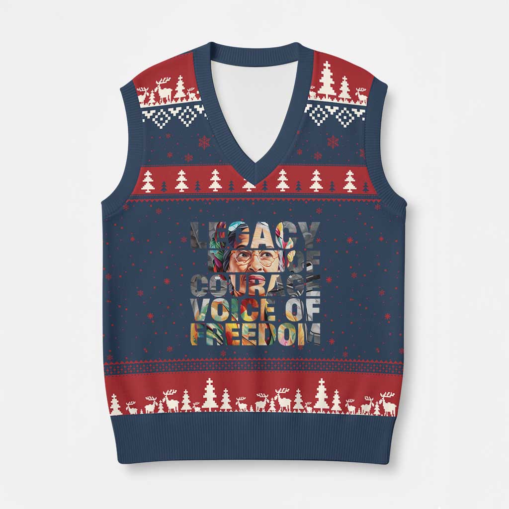 Rosa Parks V-Neck Knit Sweater Vest Legacy Of Courage Voice Of Freedom