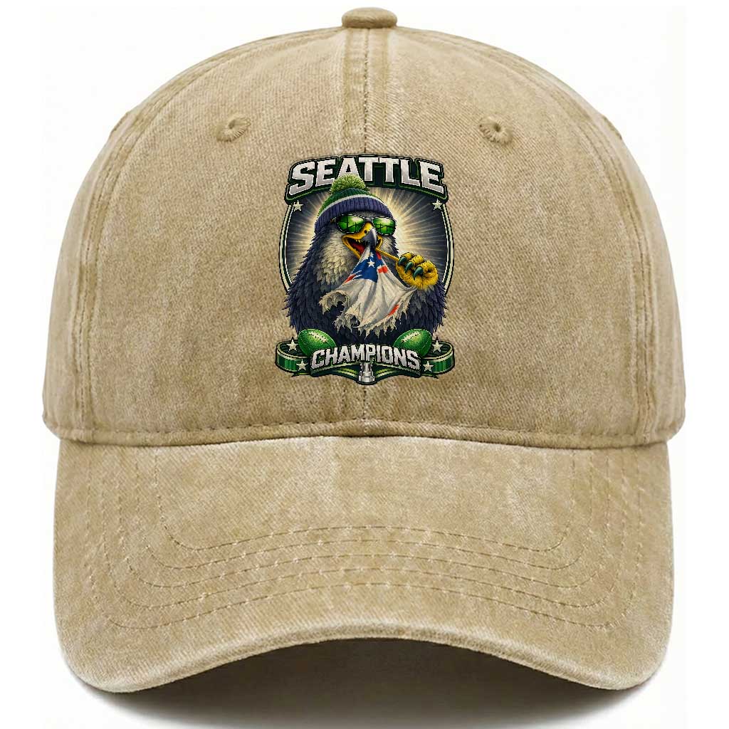 Seattle Champions Fan Pride Washed Cotton Baseball Cap Football Fan Gift