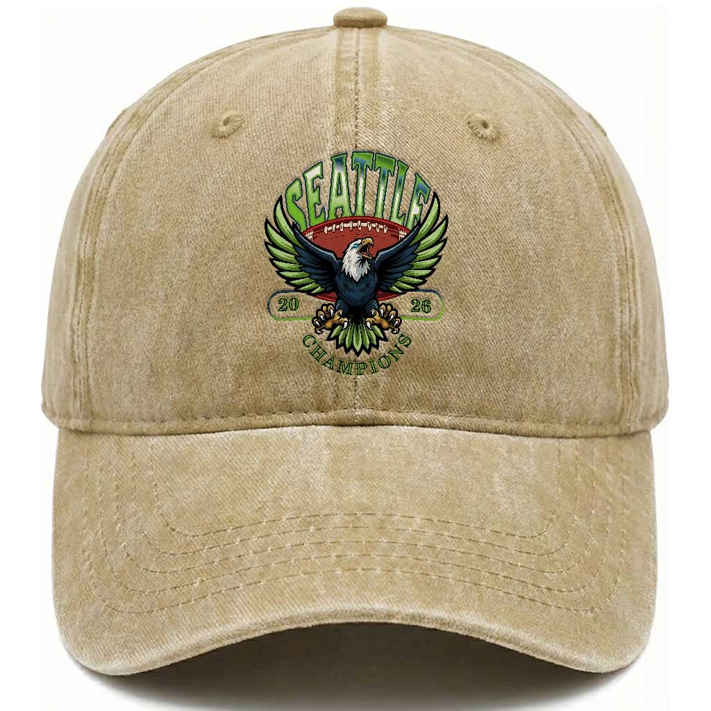 Seattle Champions Fan Pride Washed Cotton Baseball Cap Gift For Football Lovers