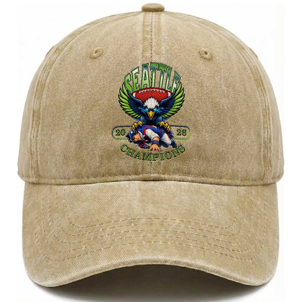 Funny Champion Seattle Dominates New England Washed Cotton Baseball Cap 12s Fan Pride