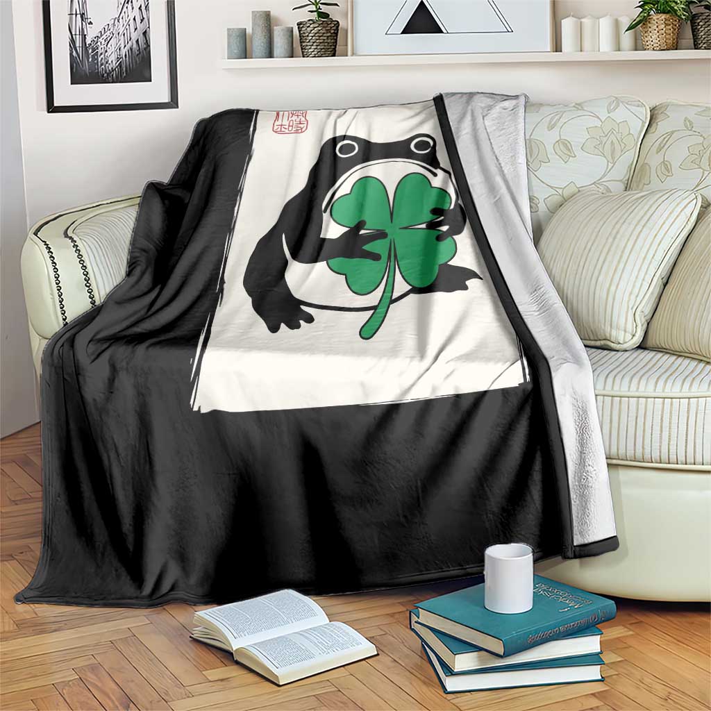 Grumpy Frog Japanese Throw Blanket St Patricks Day Gift