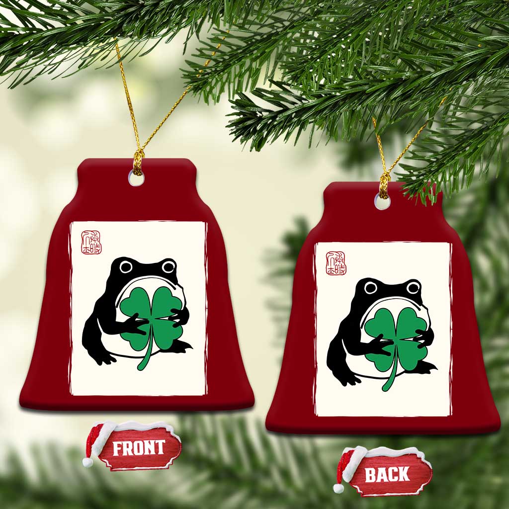 Grumpy Frog Japanese Ceramic Ornament St Patricks Day Gift