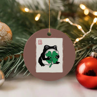 Grumpy Frog Japanese Ceramic Ornament St Patricks Day Gift