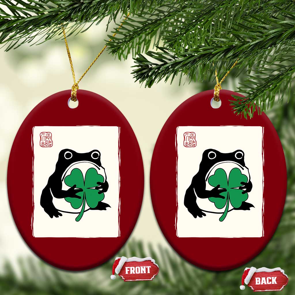 Grumpy Frog Japanese Ceramic Ornament St Patricks Day Gift