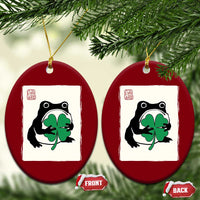 Grumpy Frog Japanese Ceramic Ornament St Patricks Day Gift