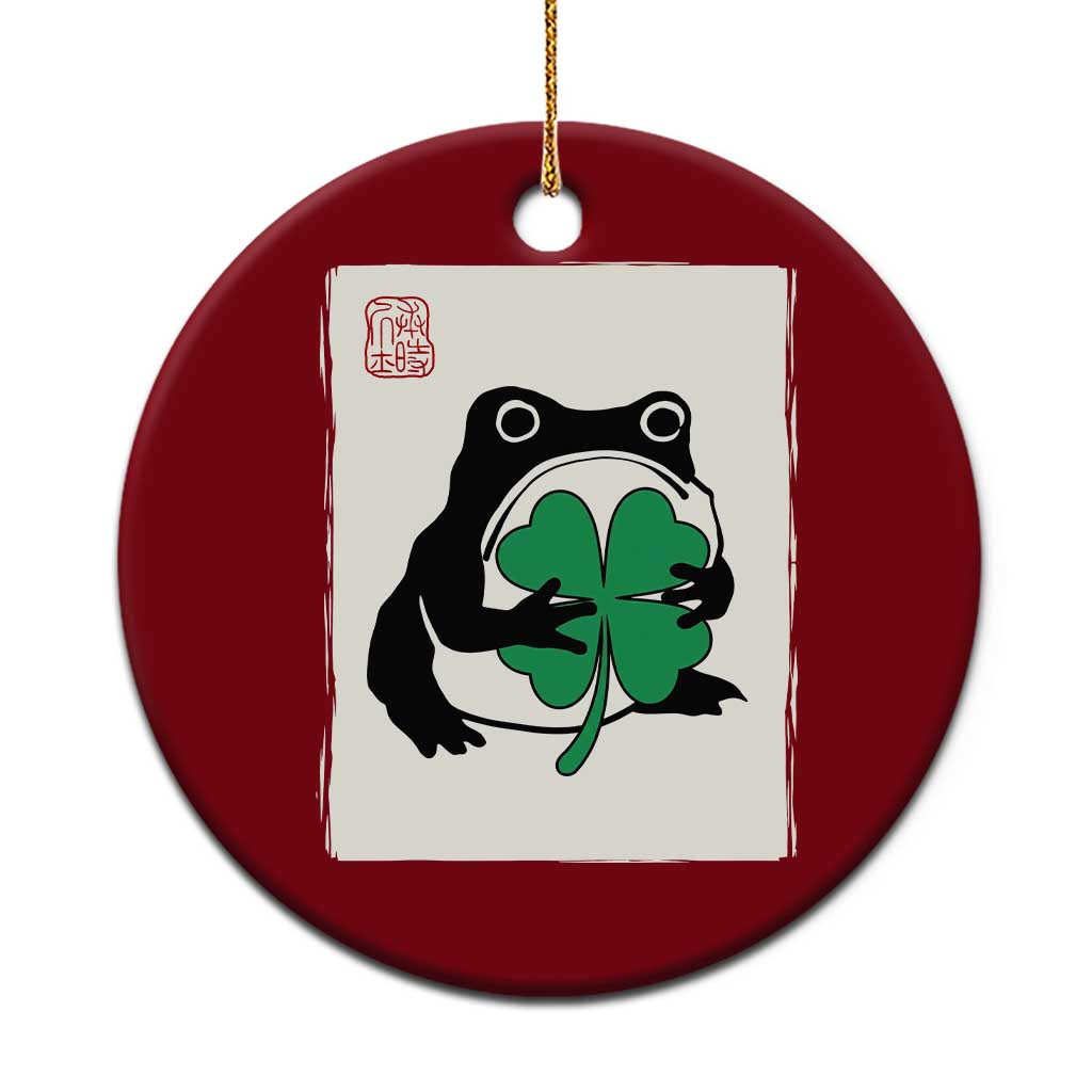 Grumpy Frog Japanese Ceramic Ornament St Patricks Day Gift