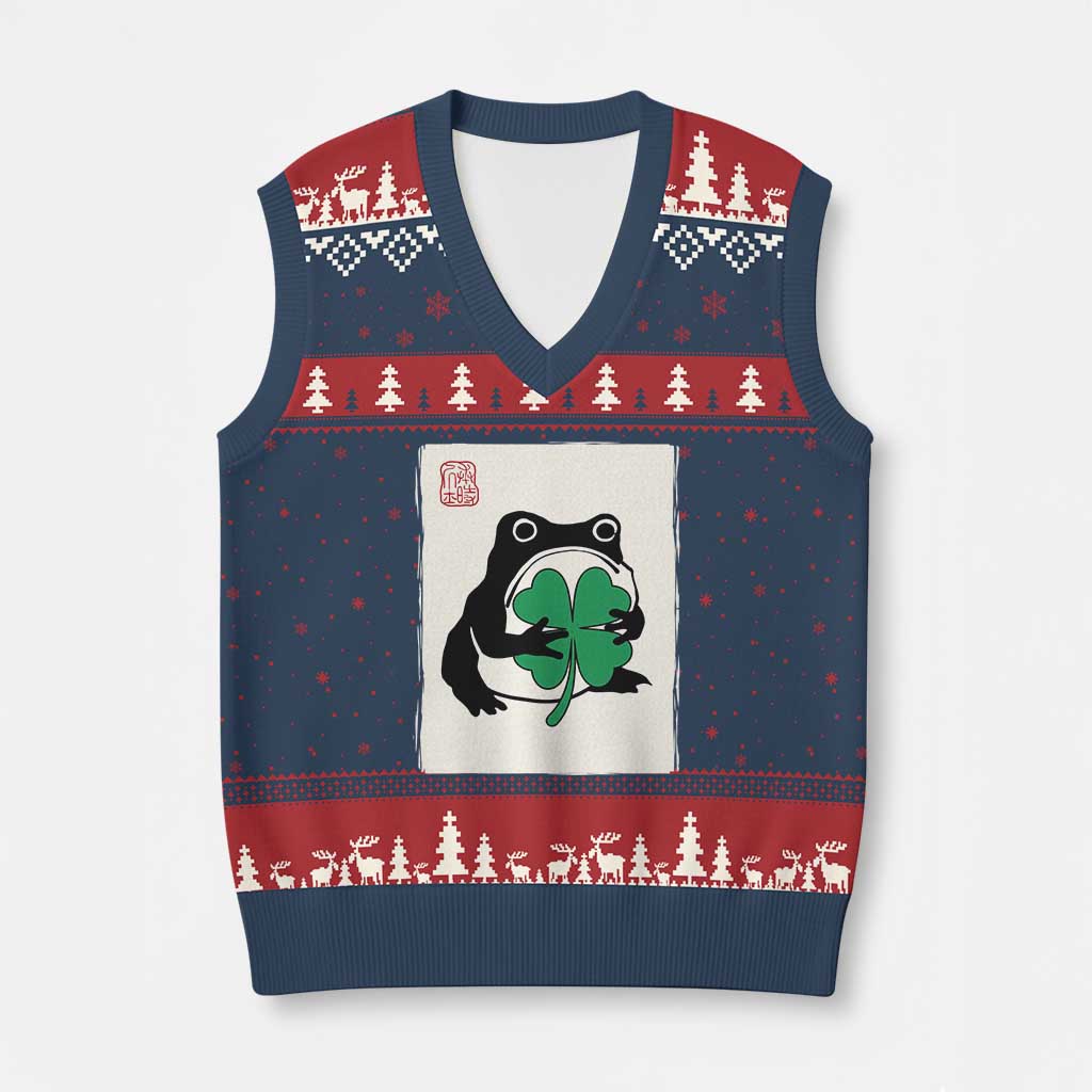 Grumpy Frog Japanese V-Neck Knit Sweater Vest St Patricks Day Gift