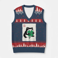 Grumpy Frog Japanese V-Neck Knit Sweater Vest St Patricks Day Gift