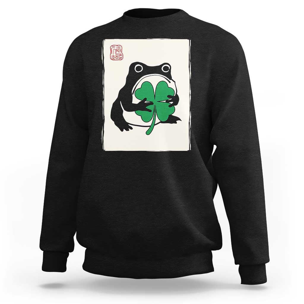Grumpy Frog Japanese Sweatshirt St Patricks Day Gift