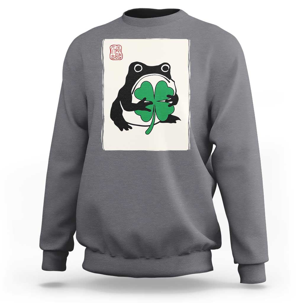 Grumpy Frog Japanese Sweatshirt St Patricks Day Gift