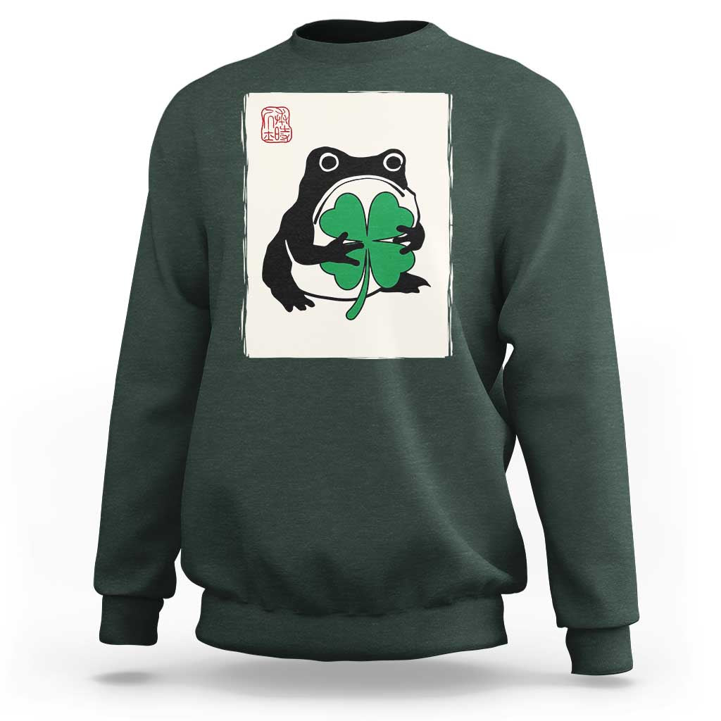 Grumpy Frog Japanese Sweatshirt St Patricks Day Gift