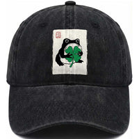 Grumpy Frog Japanese Washed Cotton Baseball Cap St Patricks Day Gift