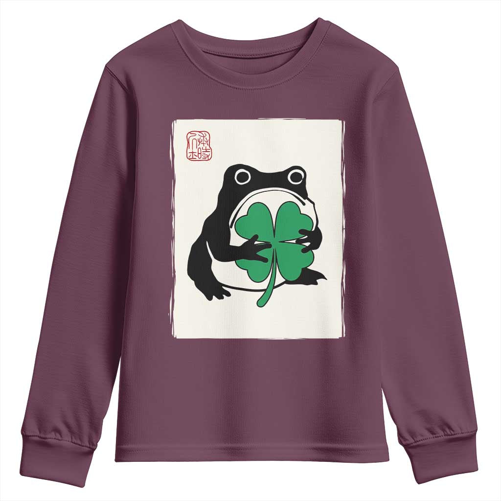 Grumpy Frog Japanese Youth Sweatshirt St Patricks Day Gift