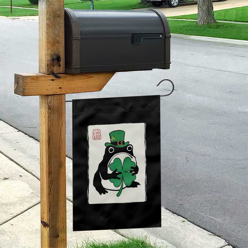 Vintage Japanese Grumpy Frog Garden Flag Lucky St Paddys Day