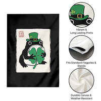 Vintage Japanese Grumpy Frog Garden Flag Lucky St Paddys Day