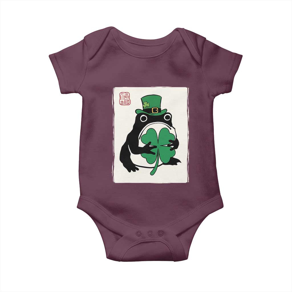 Vintage Japanese Grumpy Frog Baby Onesie Lucky St Paddys Day