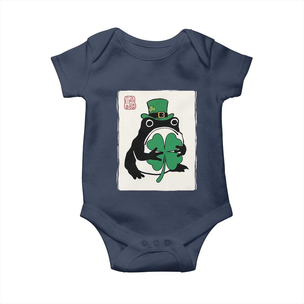 Vintage Japanese Grumpy Frog Baby Onesie Lucky St Paddys Day