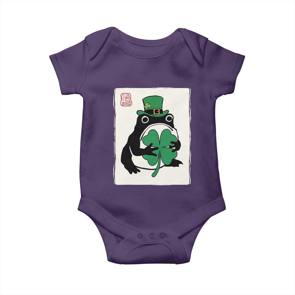 Vintage Japanese Grumpy Frog Baby Onesie Lucky St Paddys Day