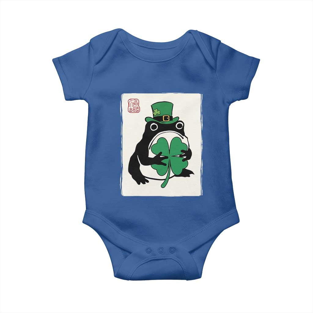 Vintage Japanese Grumpy Frog Baby Onesie Lucky St Paddys Day