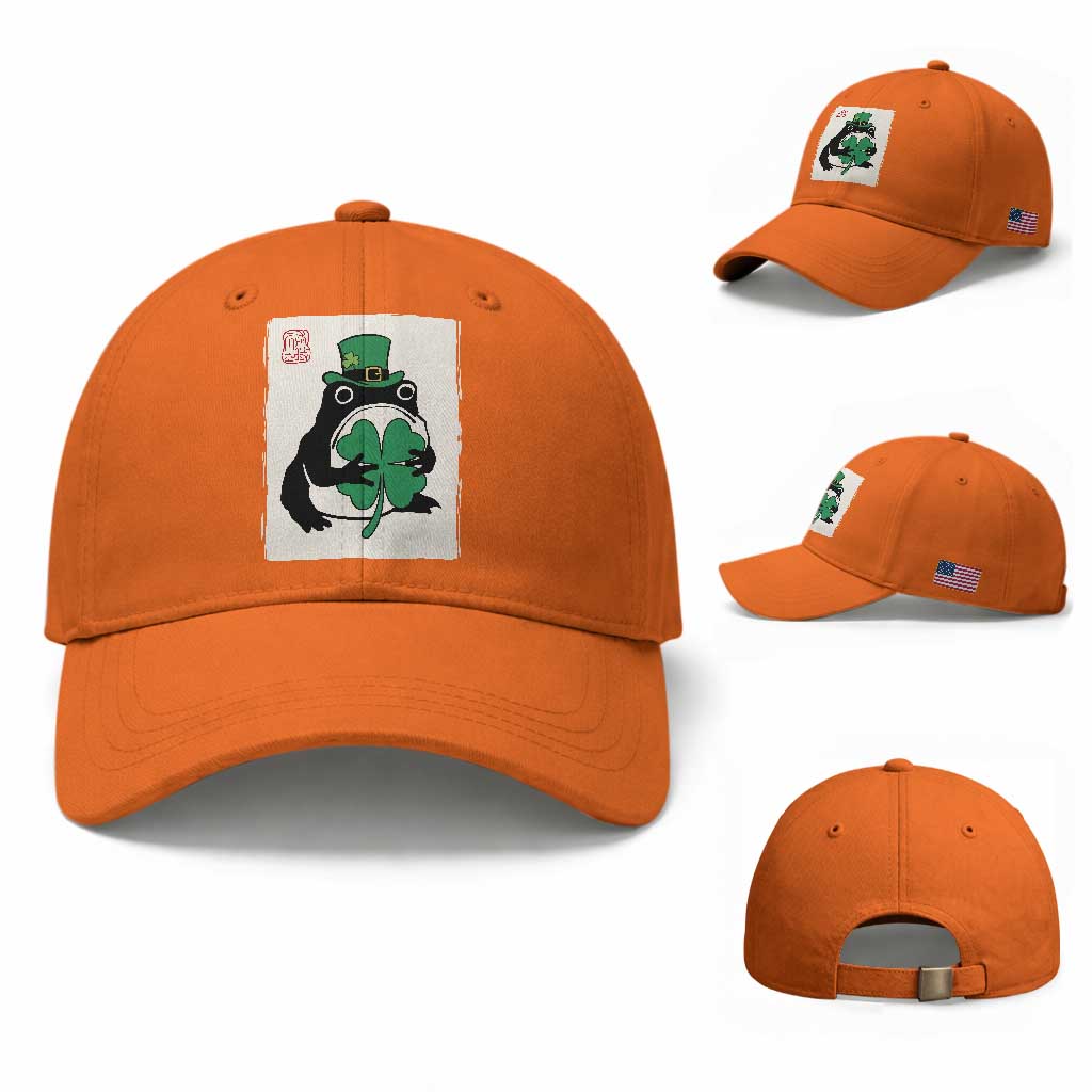 Vintage Japanese Grumpy Frog Baseball Cap Lucky St Paddys Day