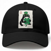 Vintage Japanese Grumpy Frog Baseball Cap Lucky St Paddys Day