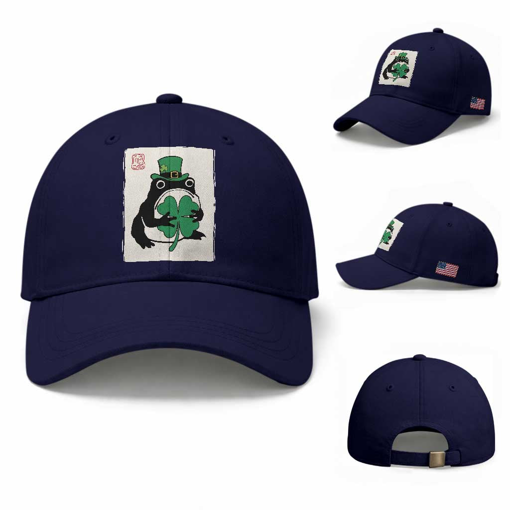 Vintage Japanese Grumpy Frog Baseball Cap Lucky St Paddys Day