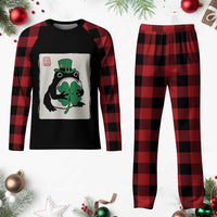 Vintage Japanese Grumpy Frog Plaid Pajama Set Lucky St Paddys Day