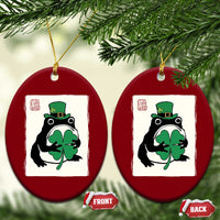 Vintage Japanese Grumpy Frog Ceramic Ornament Lucky St Paddys Day