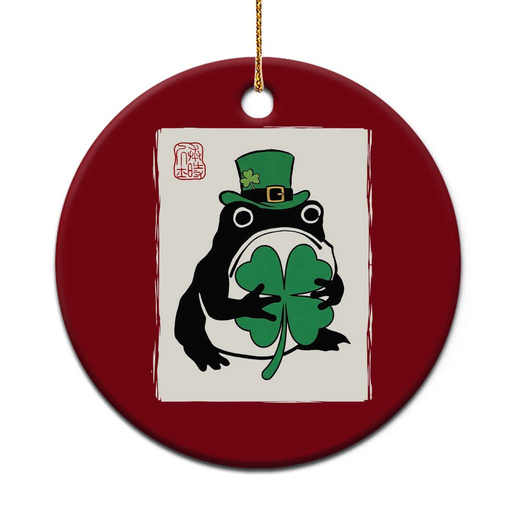Vintage Japanese Grumpy Frog Ceramic Ornament Lucky St Paddys Day
