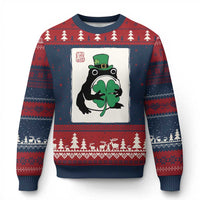 Vintage Japanese Grumpy Frog Ugly Christmas Sweater Lucky St Paddys Day
