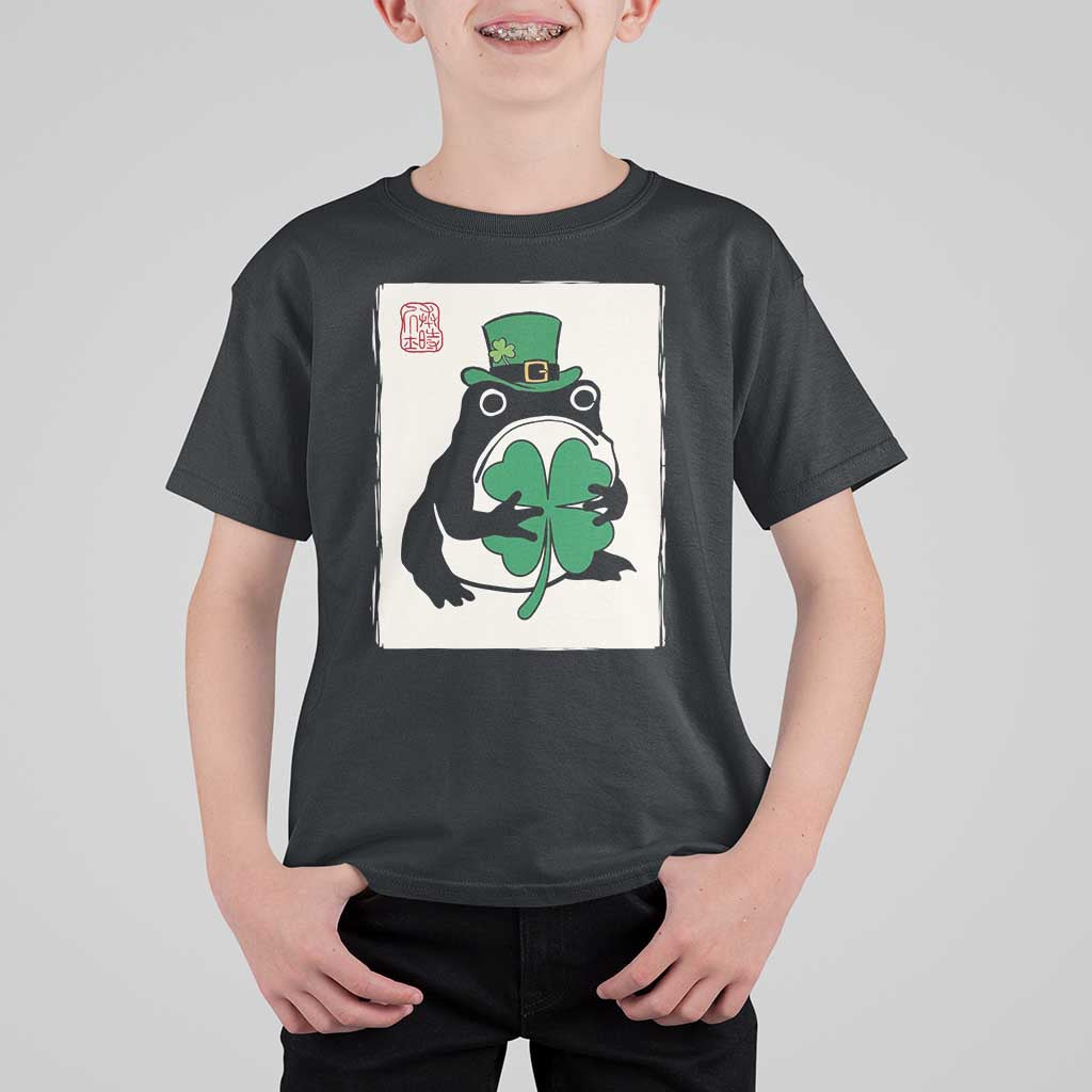 Vintage Japanese Grumpy Frog T Shirt For Kid Lucky St Paddys Day