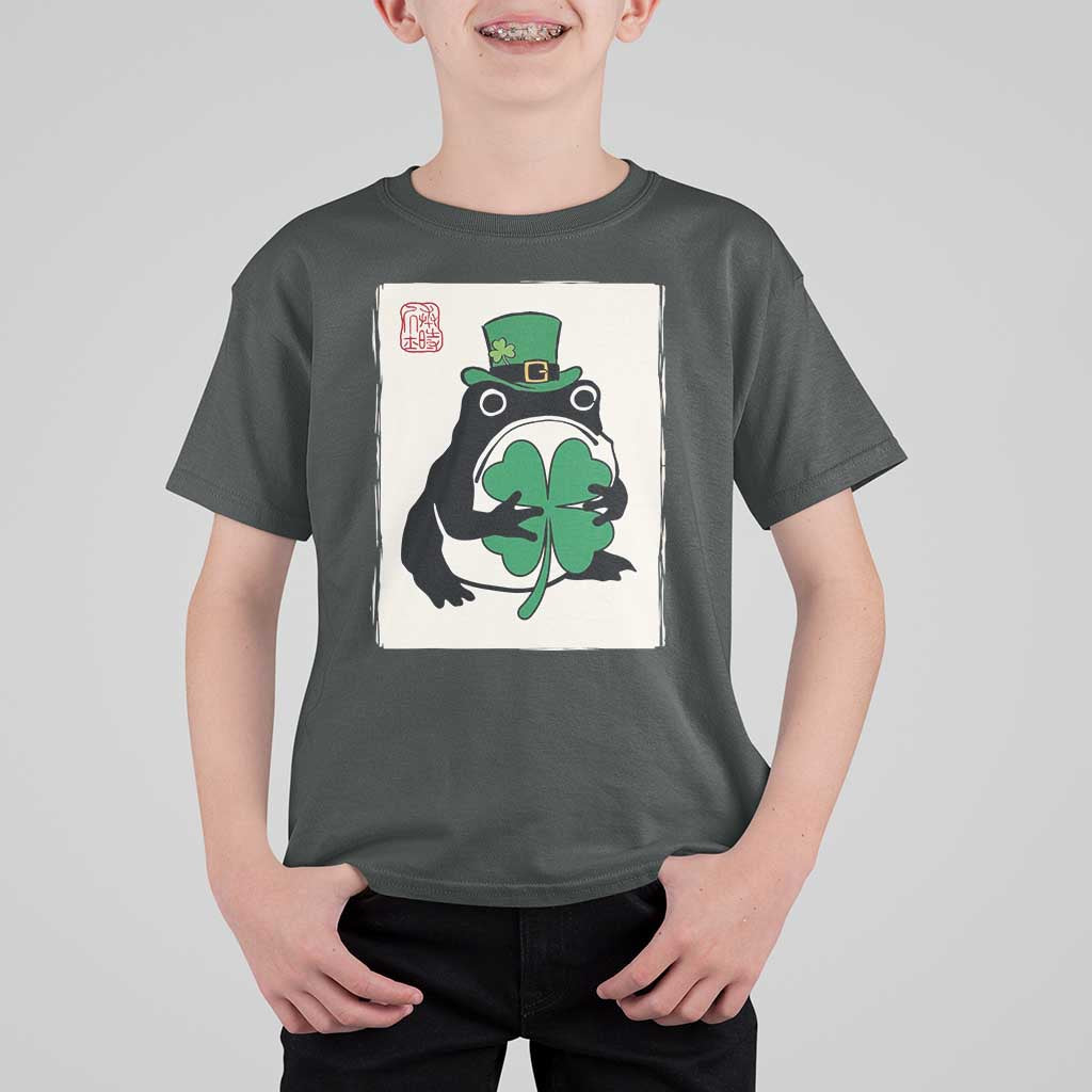 Vintage Japanese Grumpy Frog T Shirt For Kid Lucky St Paddys Day