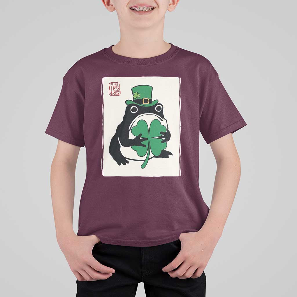 Vintage Japanese Grumpy Frog T Shirt For Kid Lucky St Paddys Day