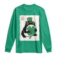 Vintage Japanese Grumpy Frog Long Sleeve Shirt Lucky St Paddys Day