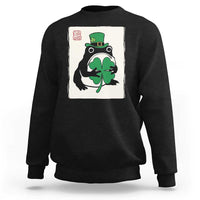 Vintage Japanese Grumpy Frog Sweatshirt Lucky St Paddys Day